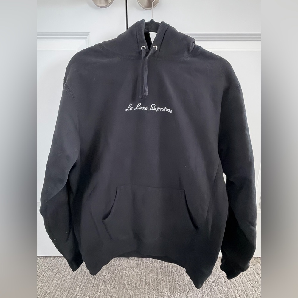 Supreme Black Hoodie with White Embroidery